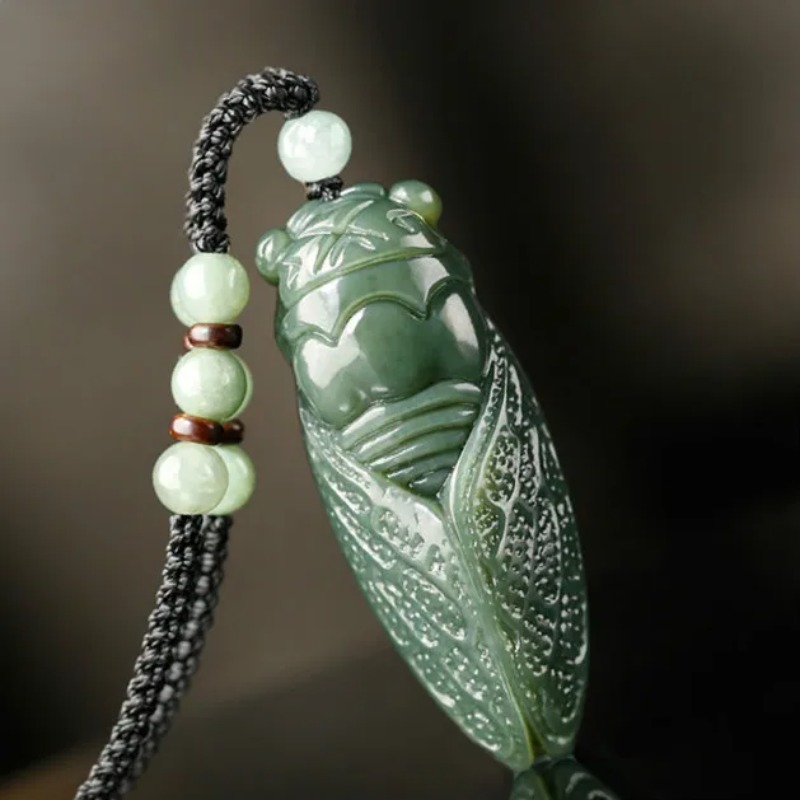 Women And Men Fashion - Natural Hetian Jade Cicada Colar de