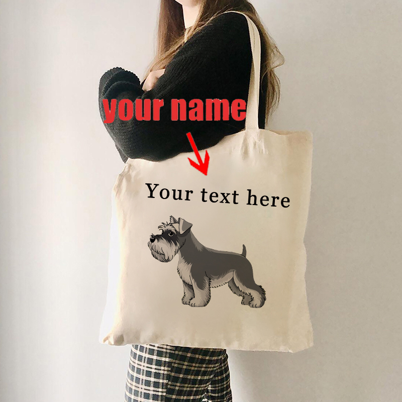 Women Fashion Name Ideas - Bolsa tote de lona schnauzer em