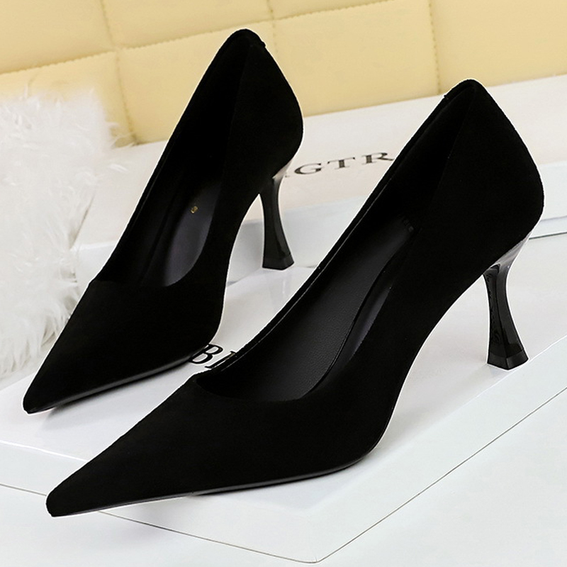 Xxl Women Fashion - Bigtree sapatos camurça preto feminino bombas