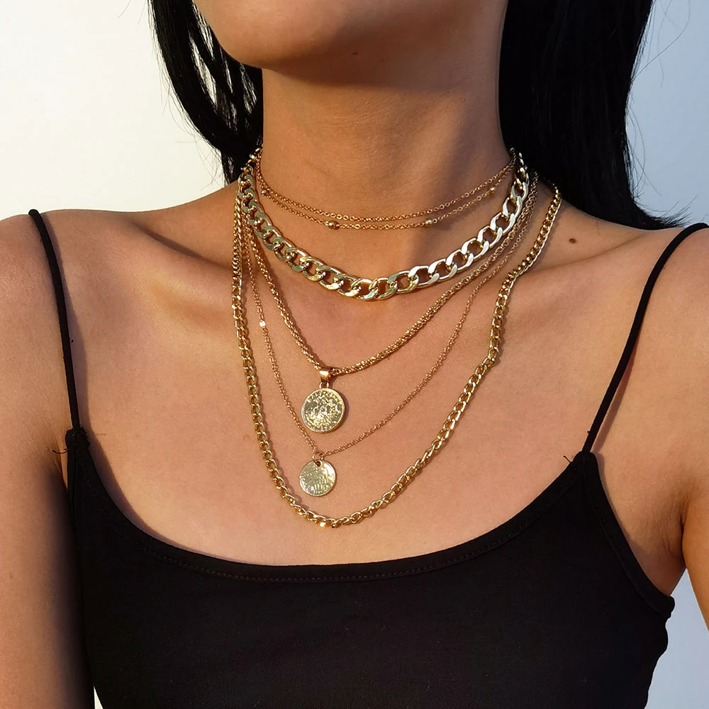 Women'S Fashion Show 2022 - Colar dourado para mulheres, Corrente Punk,