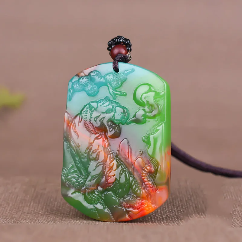 Women And Men Fashion - Pingente de tigre de jade cor