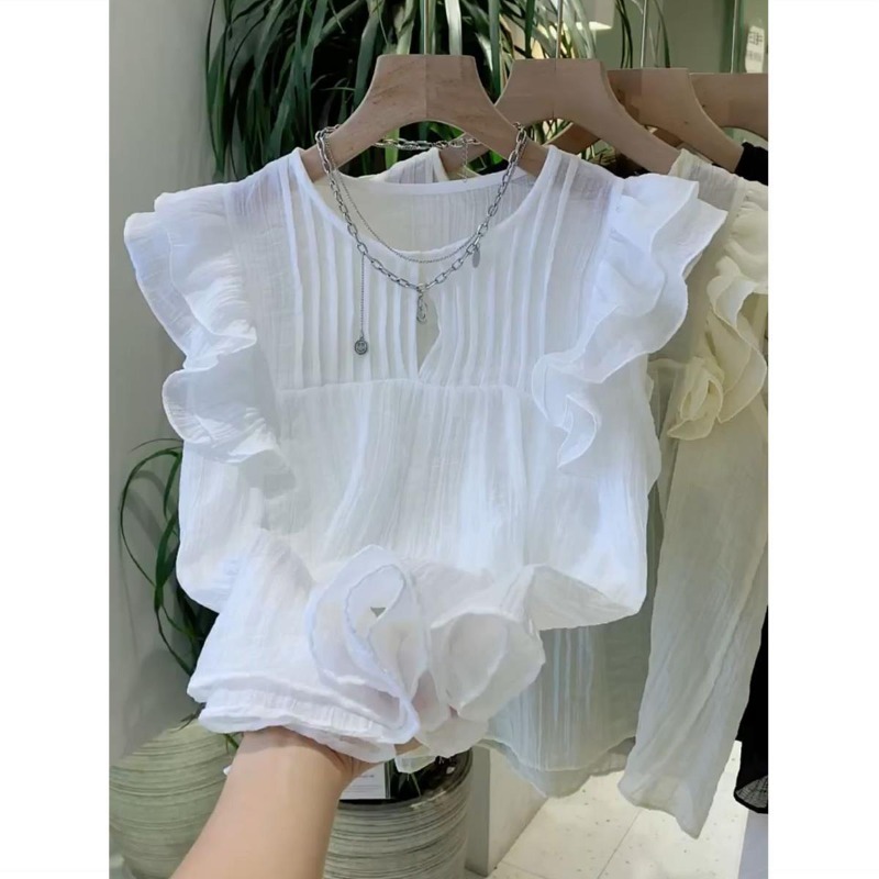 Women Fashion Japan - Blusa de Mangas Voadoras Femininas, Gola