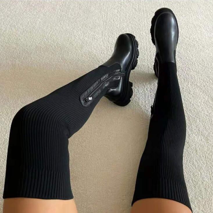 Women'S Fashion Boots 2025 - Botas femininas acima do joelho estiramento