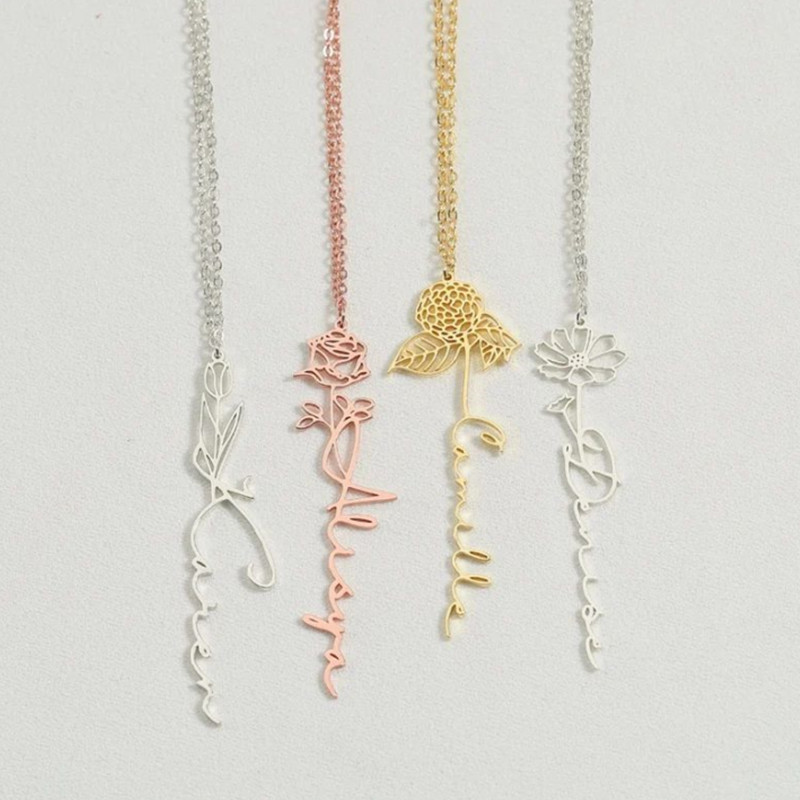 Women Fashion Name Ideas - Nome da letra colar o-chian flor