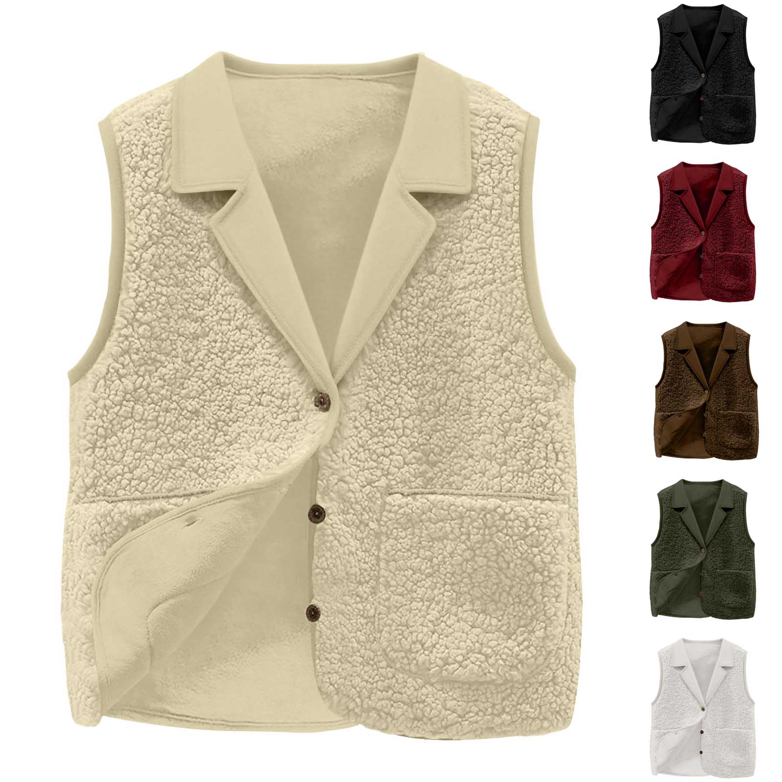 Sherpa Coat Women - Colete feminino de lã sherpa, gola