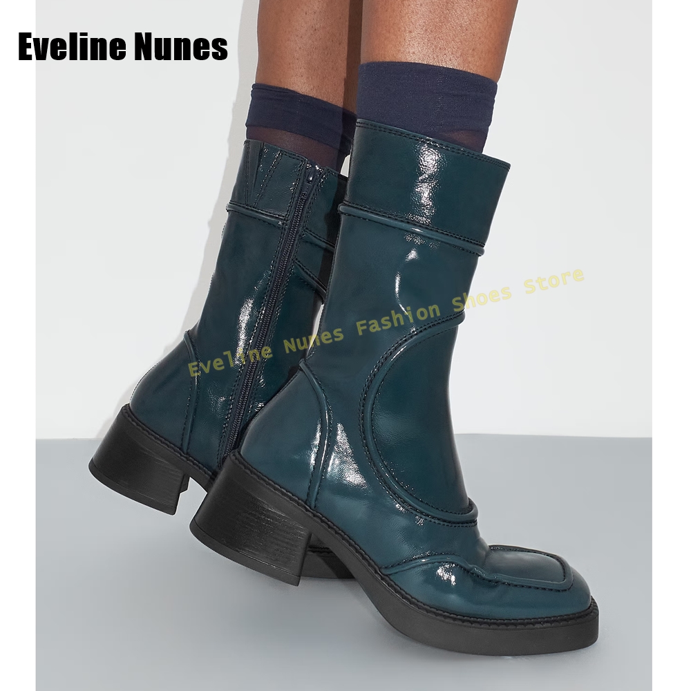 Women'S Fashion Boots 2025 - Azul escuro dedo do pé quadrado