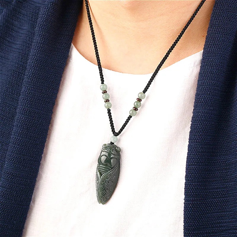 Natural Hetian Jade Cicada Col - Women And Men Fashion avaliação e preço