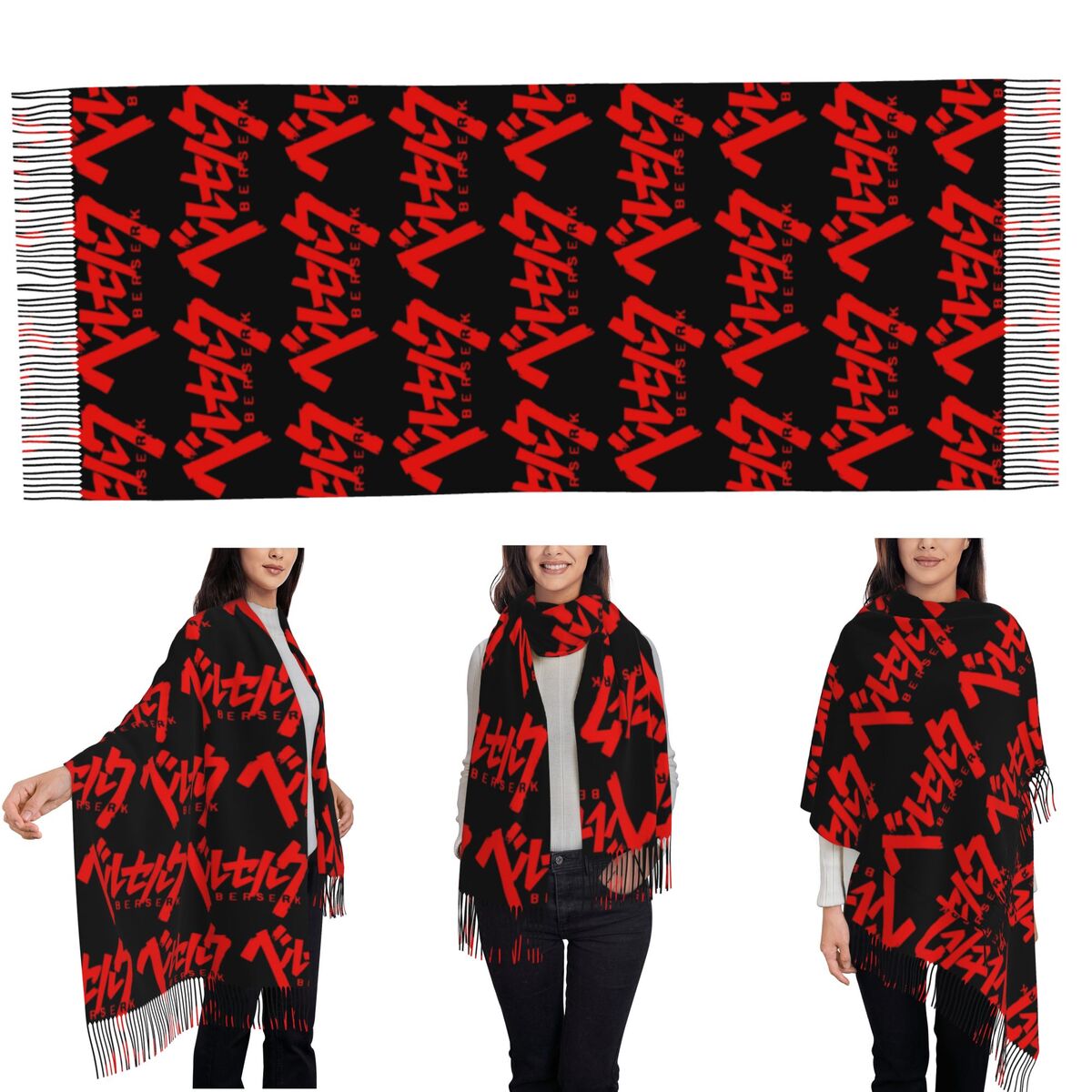 Cachecol com franjas e logotip - Women Fashion Logo avaliação e preço