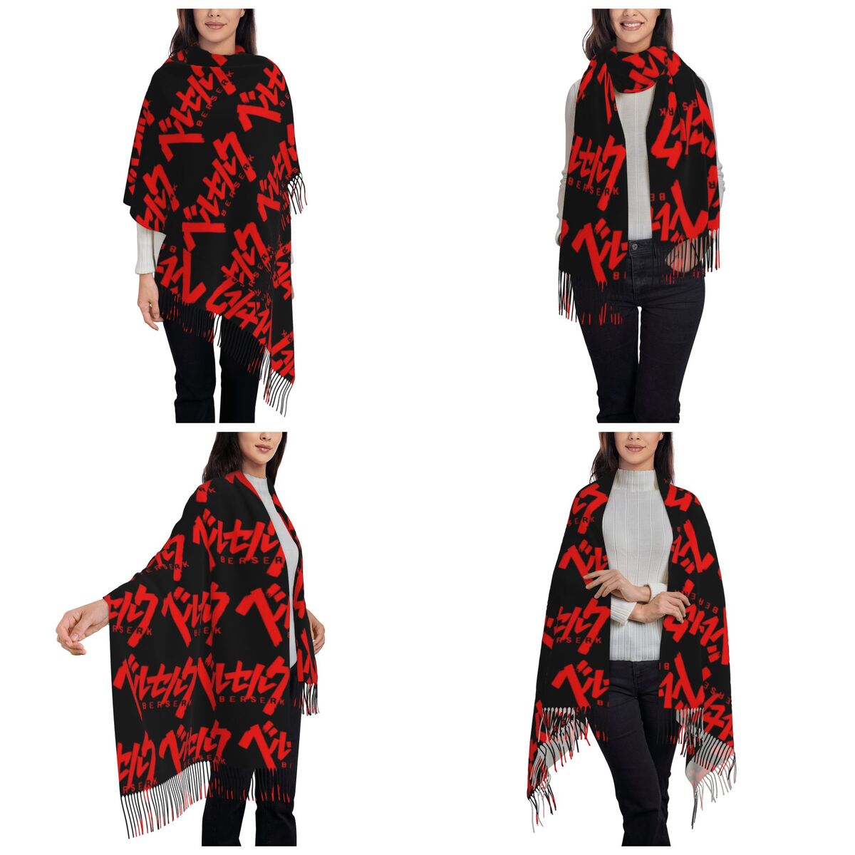 Cachecol com franjas e logotip - Women Fashion Logo avaliação e preço