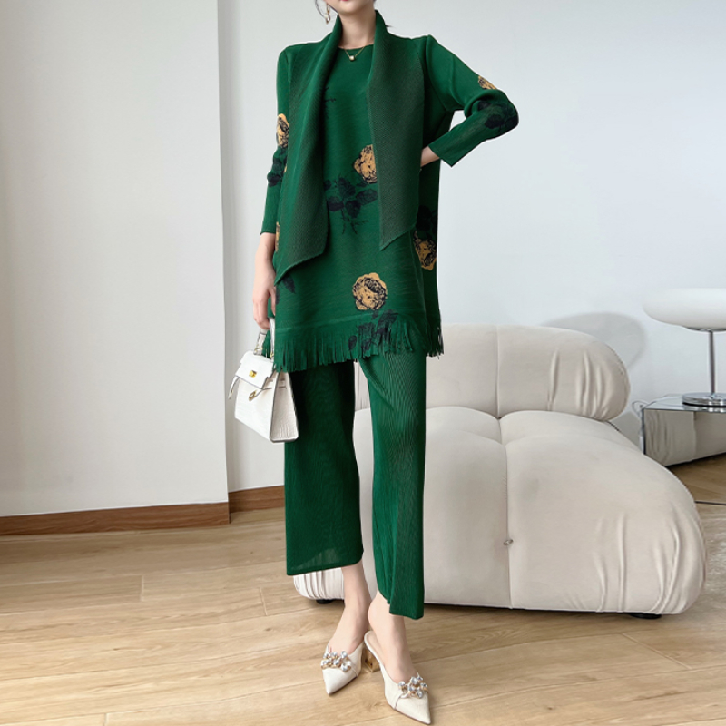 Conjunto de moda estampa pliss - Women'S Fashion Show 2022 avaliação e preço