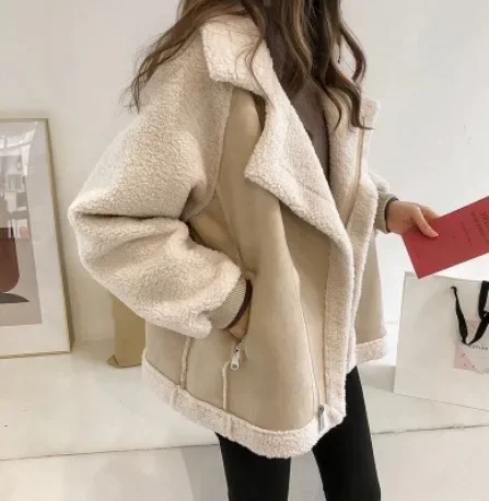 Mulheres soltas com gola virad - Sherpa Coat Women avaliação e preço