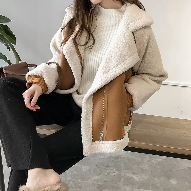 Mulheres soltas com gola virad - Sherpa Coat Women avaliação e preço
