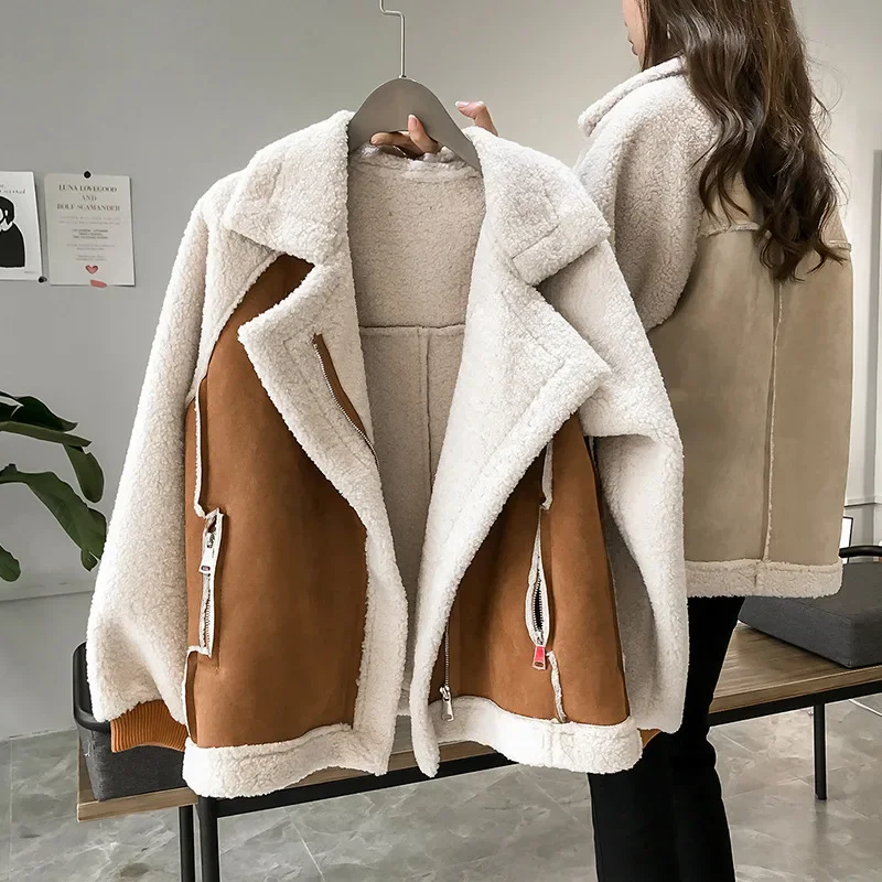 Mulheres soltas com gola virad - Sherpa Coat Women avaliação e preço