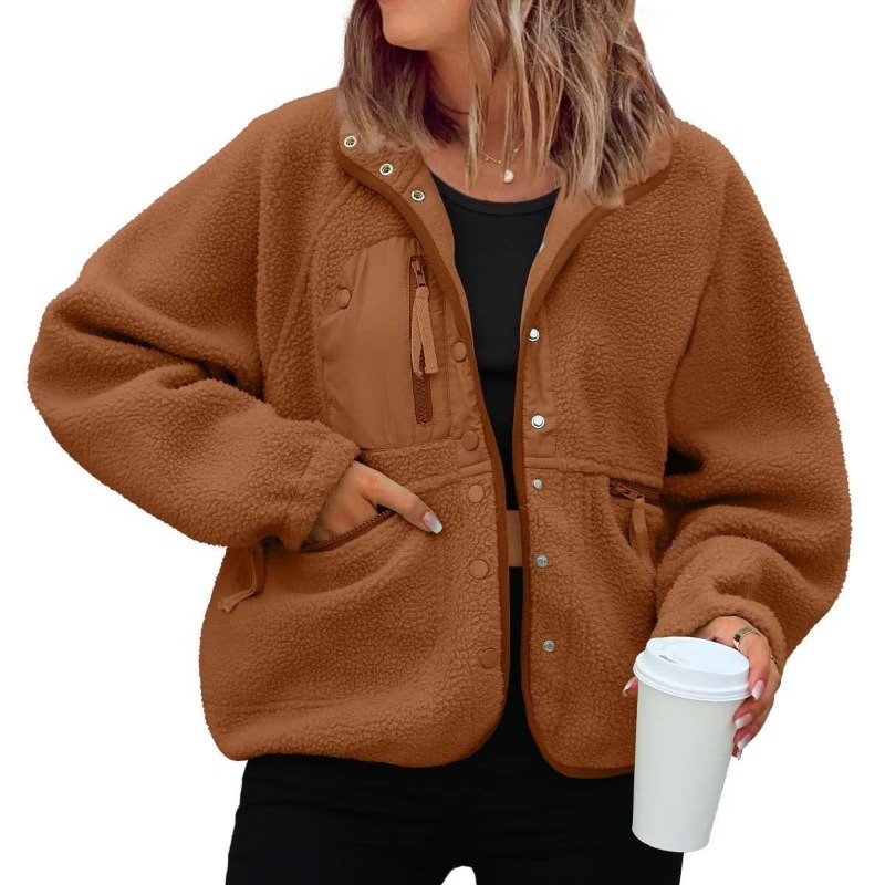 Womens Fuzzy Fleece Jacket Fal - Sherpa Coat Women avaliação e preço