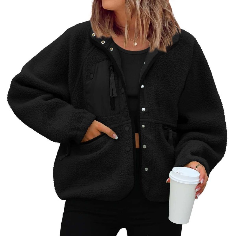 Womens Fuzzy Fleece Jacket Fal - Sherpa Coat Women avaliação e preço